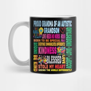 Autism Proud Grandmother Grandson Love Autistic Kids Autism Awareness Family Mug